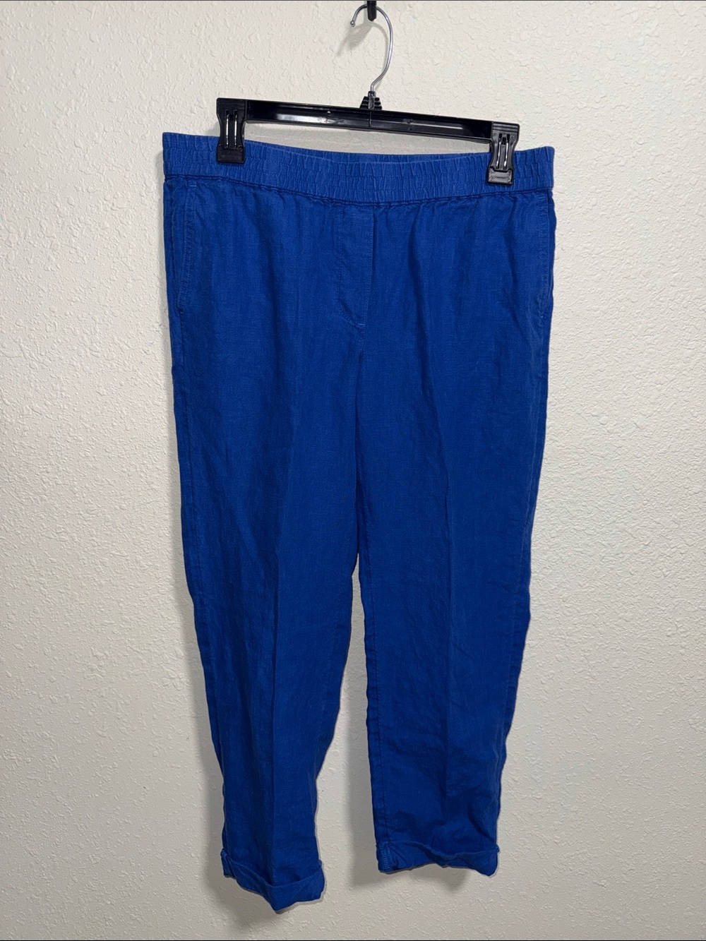 J. Jill Love Linen Cobalt Blue Elastic Waist Pants Small Petite 100% Linen - Picture 6 of 11